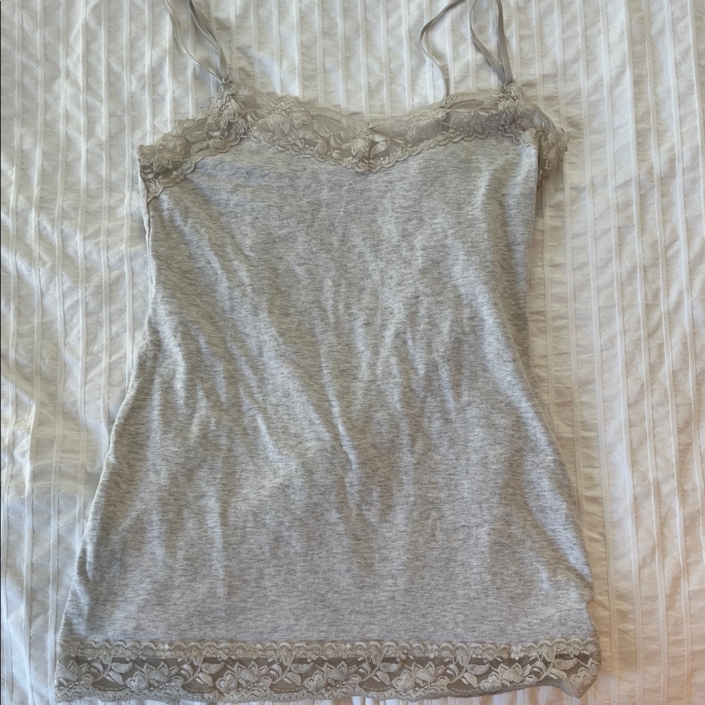 Zenana Outfitters Gray Lace Camisole Tank Top